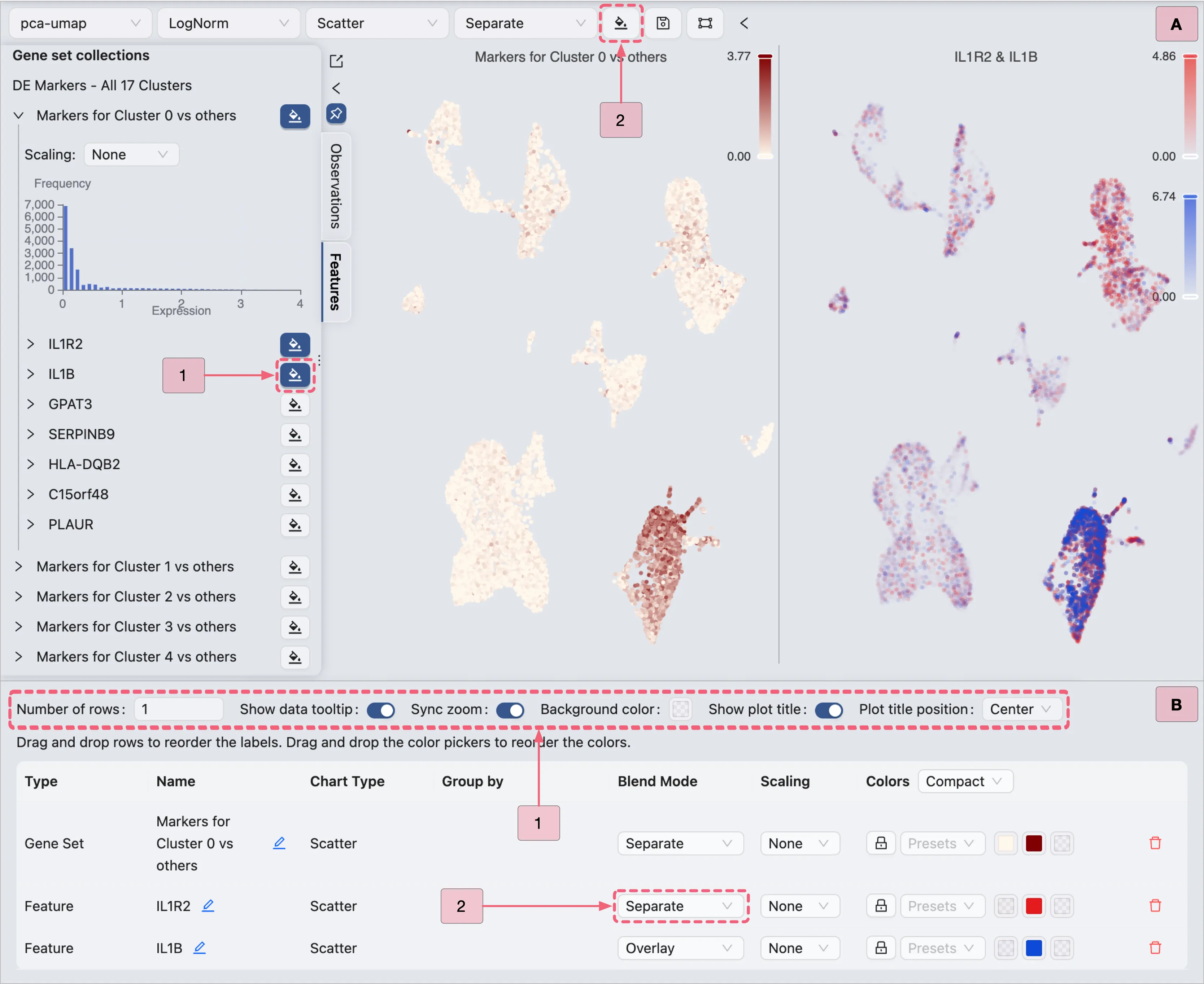 Adding a gene to the scatter plot visualization within the cross-clusters analysis. Adding a gene to the scatter plot visualization within the cross-clusters analysis.