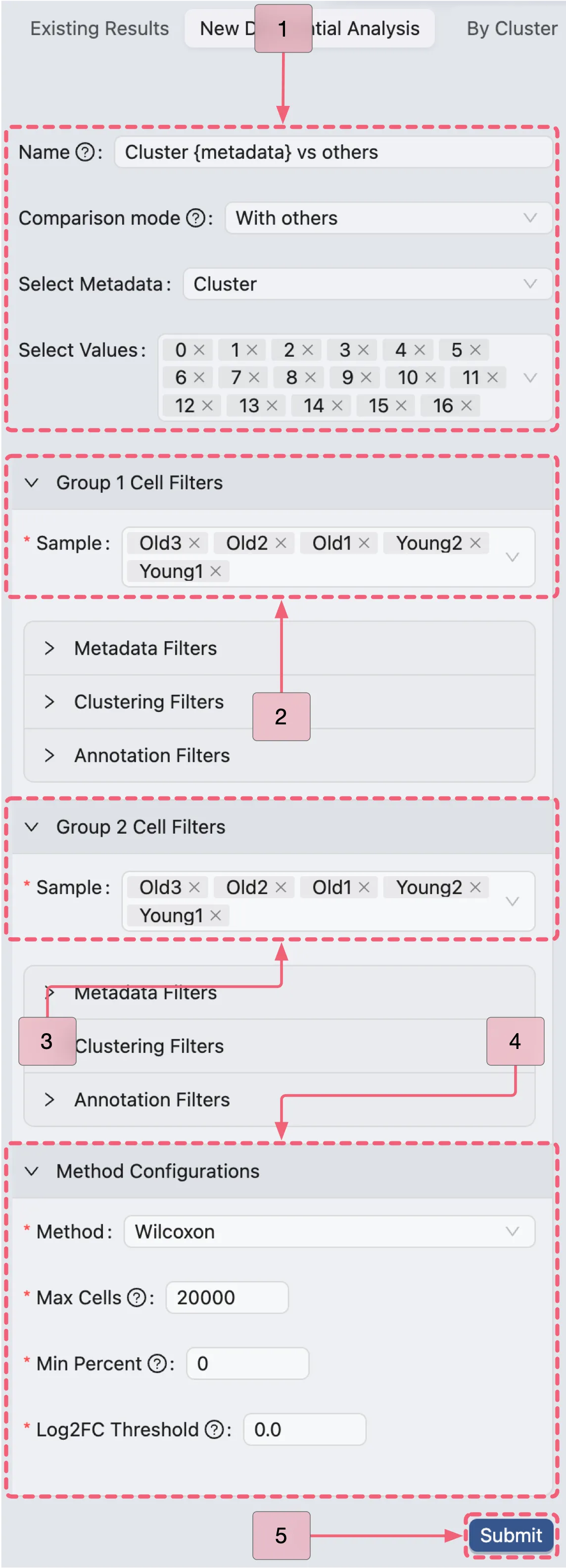 DE Analysis Creation Form Across Clusters DE Analysis Creation Form Across Clusters