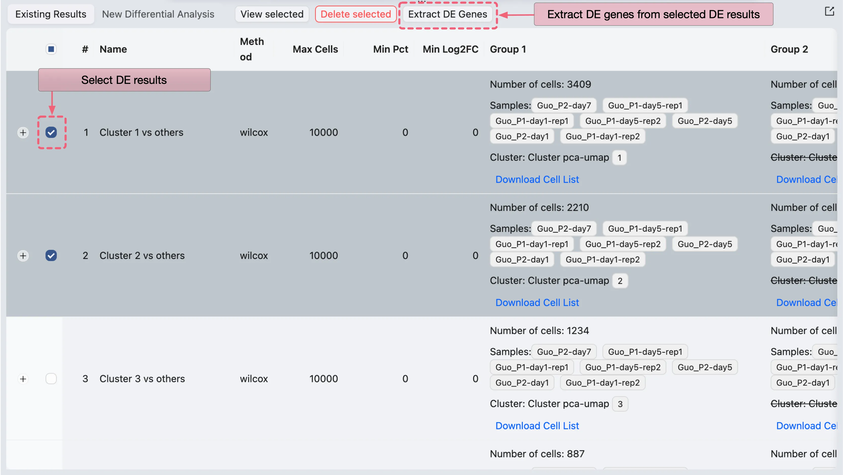 Extract Differentially Expressed Genes Extract Differentially Expressed Genes