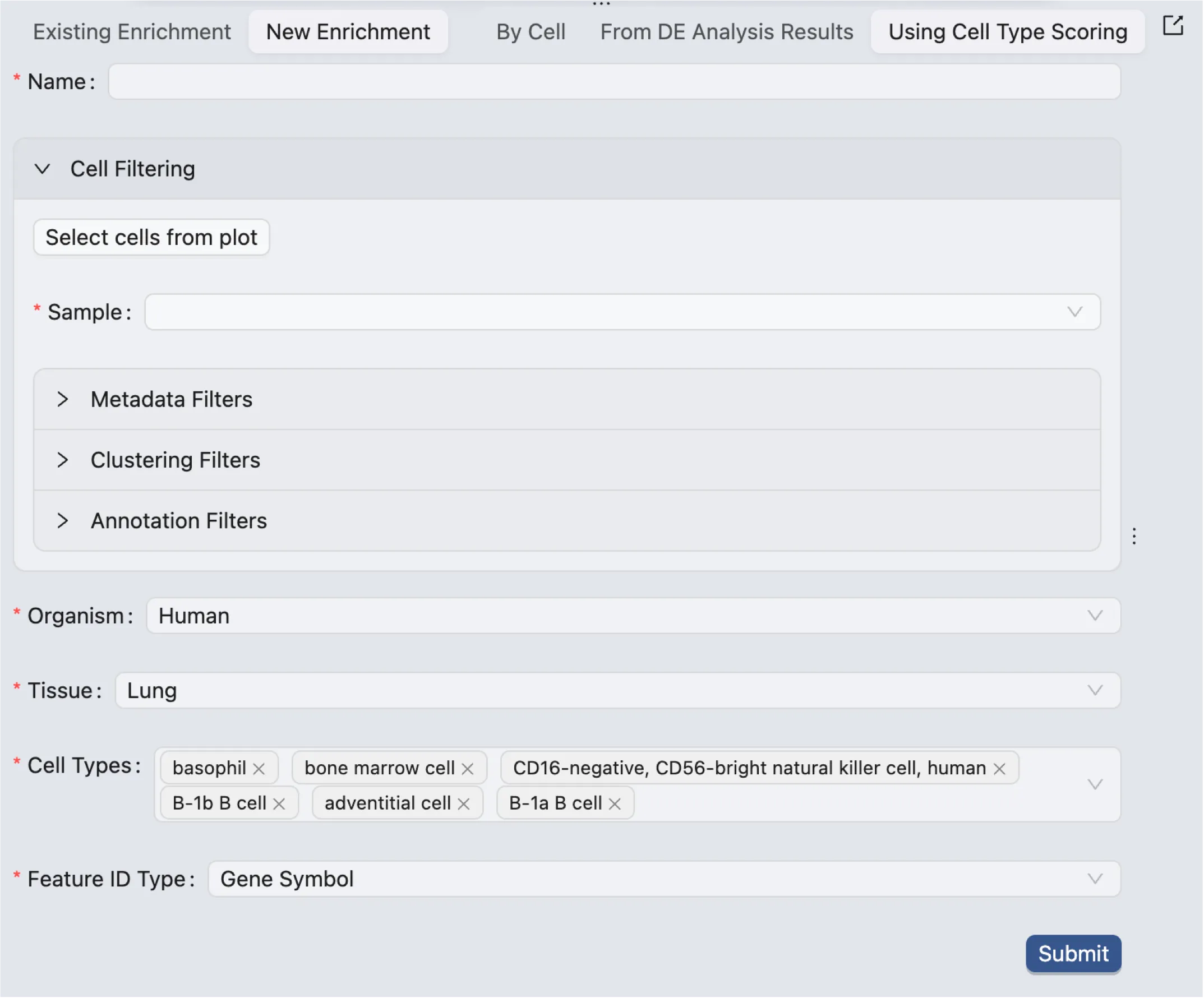 Create Enrichment Cell Type Scoring Create Enrichment Cell Type Scoring